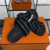 HERMÈS Suede Crystal Womens Chypre Sandals  Black