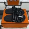 HERMÈS Suede Crystal Womens Chypre Sandals  Black
