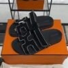 HERMÈS Suede Crystal Womens Chypre Sandals  Black
