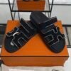 HERMÈS Suede Crystal Womens Chypre Sandals  Black