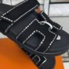 HERMÈS Suede Crystal Womens Chypre Sandals  Black