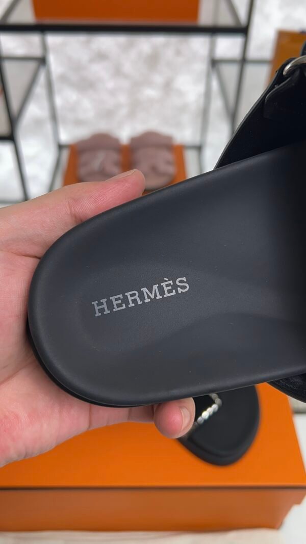HERMÈS Suede Crystal Womens Chypre Sandals  Black