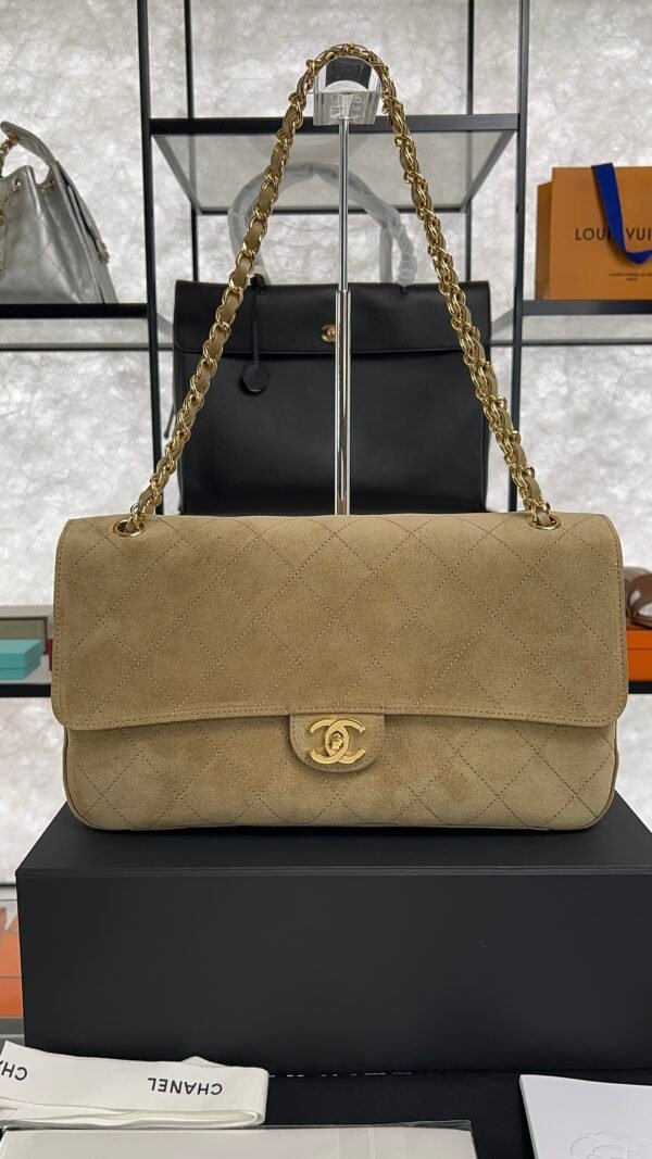 Chanel Spring/Summer 2026 Maxi Flap Bag Suede Calfskin & Gold-Tone Metal Dark Beige