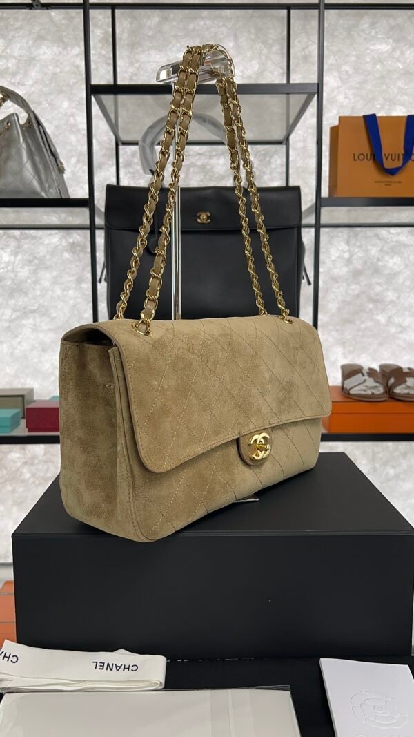 Chanel Spring/Summer 2026 Maxi Flap Bag Suede Calfskin & Gold-Tone Metal Dark Beige
