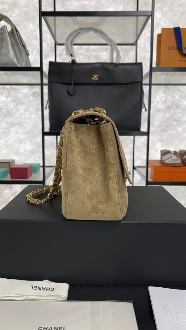 Chanel Spring/Summer 2026 Maxi Flap Bag Suede Calfskin & Gold-Tone Metal Dark Beige