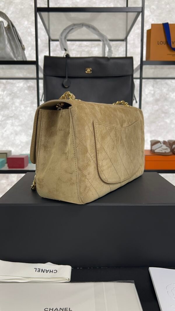Chanel Spring/Summer 2026 Maxi Flap Bag Suede Calfskin & Gold-Tone Metal Dark Beige
