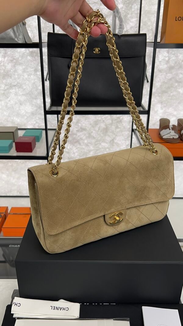 Chanel Spring/Summer 2026 Maxi Flap Bag Suede Calfskin & Gold-Tone Metal Dark Beige