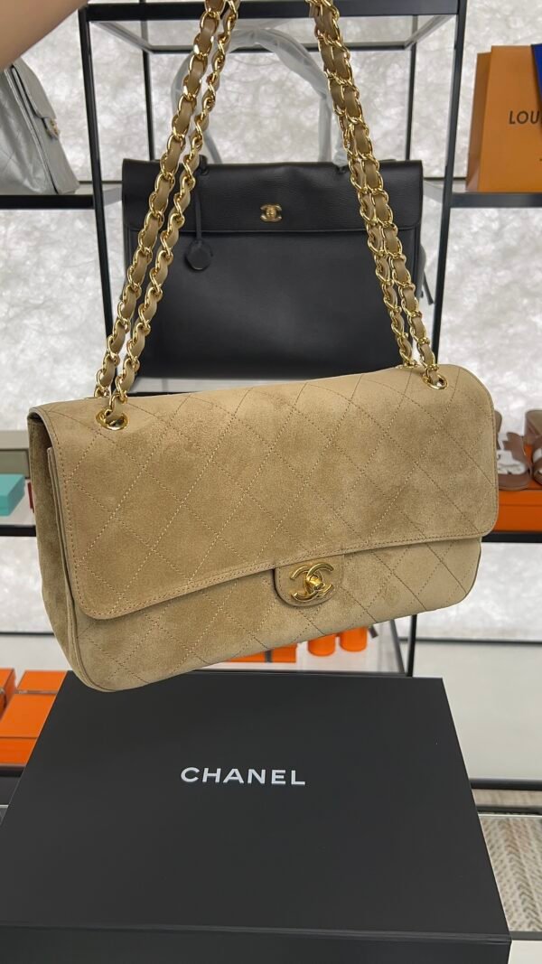 Chanel Spring/Summer 2026 Maxi Flap Bag Suede Calfskin & Gold-Tone Metal Dark Beige