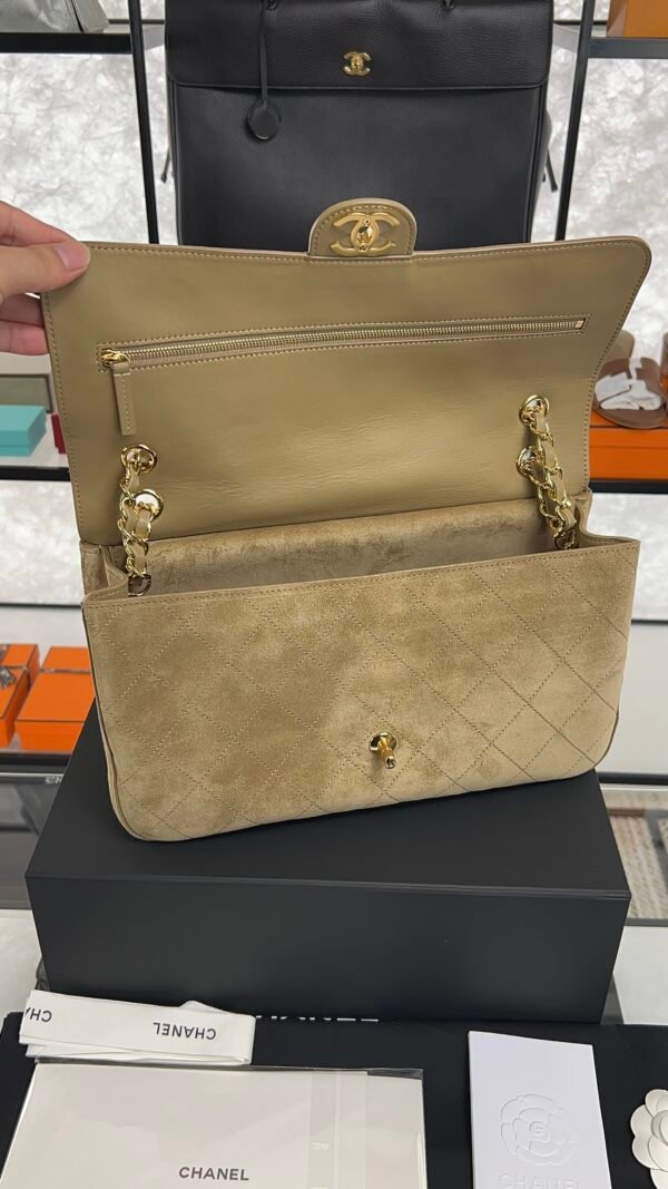 Chanel Spring/Summer 2026 Maxi Flap Bag Suede Calfskin & Gold-Tone Metal Dark Beige