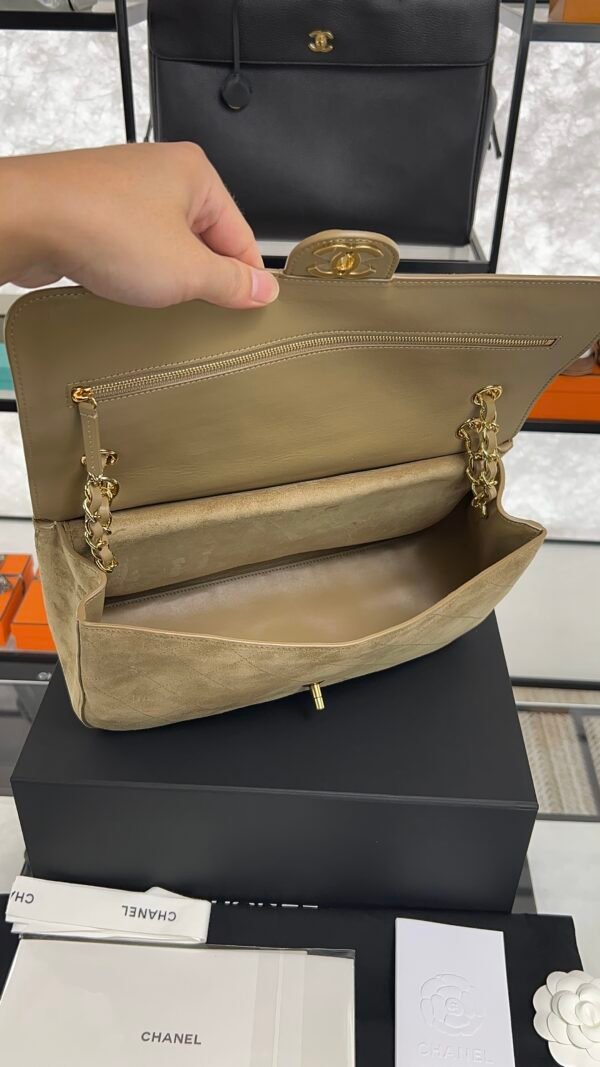 Chanel Spring/Summer 2026 Maxi Flap Bag Suede Calfskin & Gold-Tone Metal Dark Beige