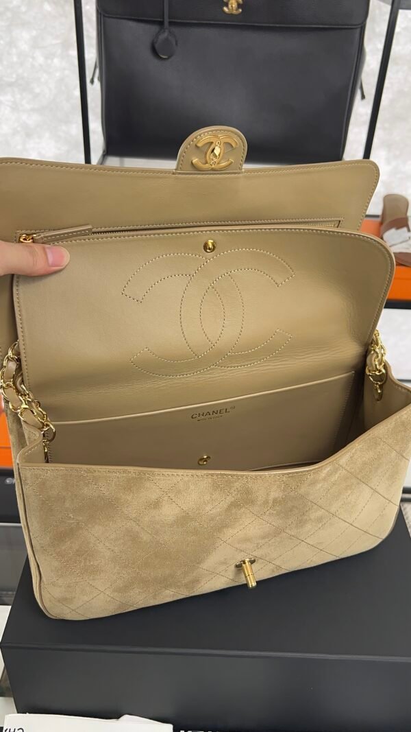 Chanel Spring/Summer 2026 Maxi Flap Bag Suede Calfskin & Gold-Tone Metal Dark Beige