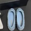 Chanel Denim Quilted CC Ballerina Flats Light Blue