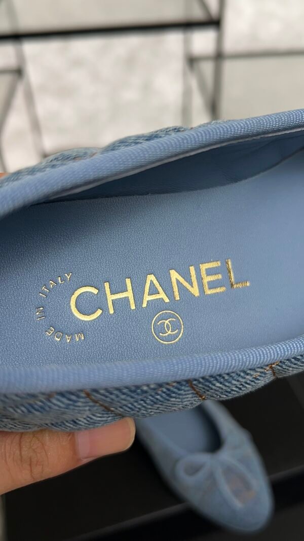 Chanel Denim Quilted CC Ballerina Flats Light Blue