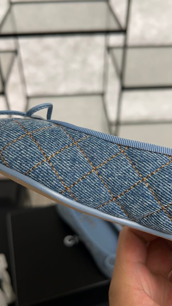Chanel Denim Quilted CC Ballerina Flats Light Blue