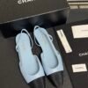 Chanel Lambskin Grosgrain Cap Toe CC Slingback Pumps Light Blue