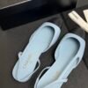 Chanel Lambskin Grosgrain Cap Toe CC Slingback Pumps Light Blue