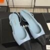 Chanel Lambskin Grosgrain Cap Toe CC Slingback Pumps Light Blue