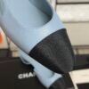 Chanel Lambskin Grosgrain Cap Toe CC Slingback Pumps Light Blue