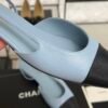 Chanel Lambskin Grosgrain Cap Toe CC Slingback Pumps Light Blue