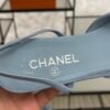 Chanel Lambskin Grosgrain Cap Toe CC Slingback Pumps Light Blue